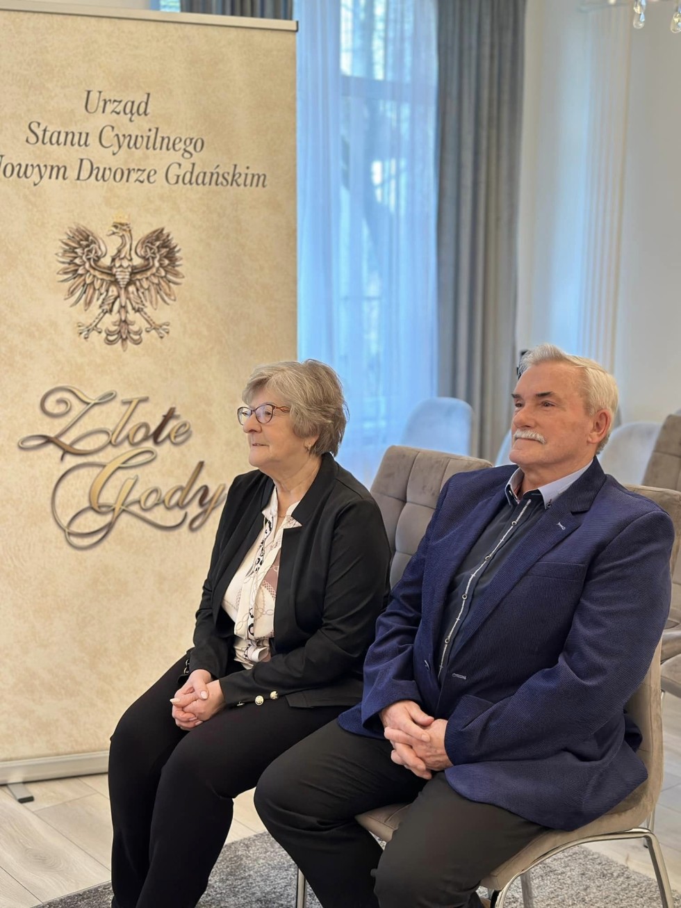 Nowy Dwór Gdański. Jubileusz 50-lecia pożycia małżeńskiego państwa Danuty i Tadeusza Bartnickich.