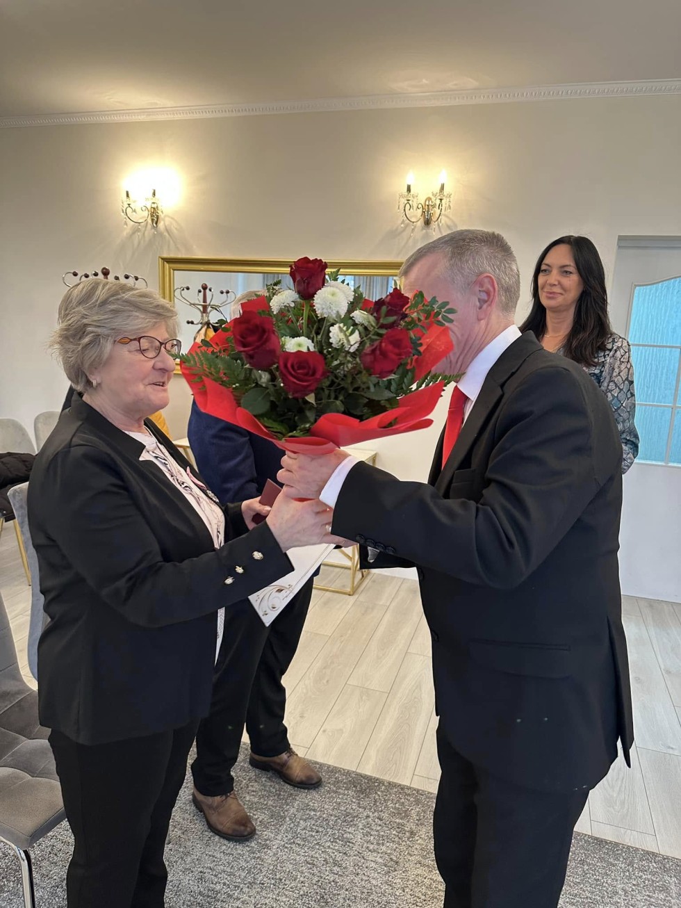 Nowy Dwór Gdański. Jubileusz 50-lecia pożycia małżeńskiego państwa Danuty i Tadeusza Bartnickich.