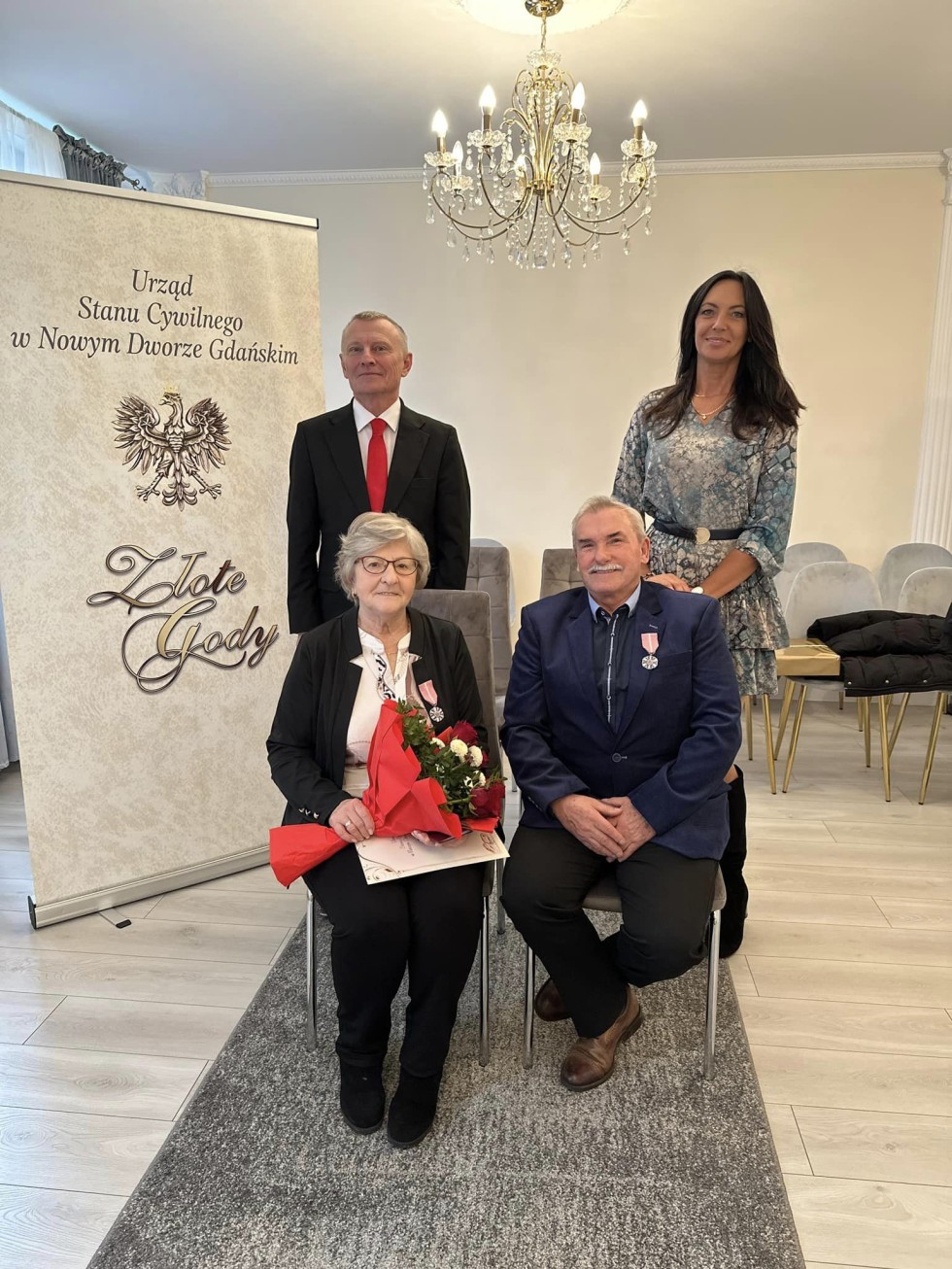 Nowy Dwór Gdański. Jubileusz 50-lecia pożycia małżeńskiego państwa Danuty i Tadeusza Bartnickich.