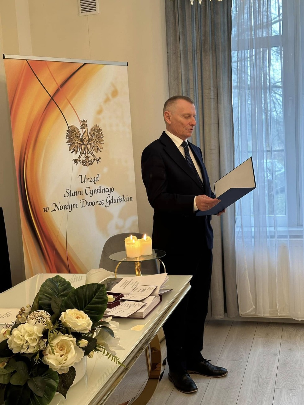 Nowy Dwór Gdański. Jubileusz 50-lecia pożycia małżeńskiego państwa Stanisławy i Henryka Mocarskich.