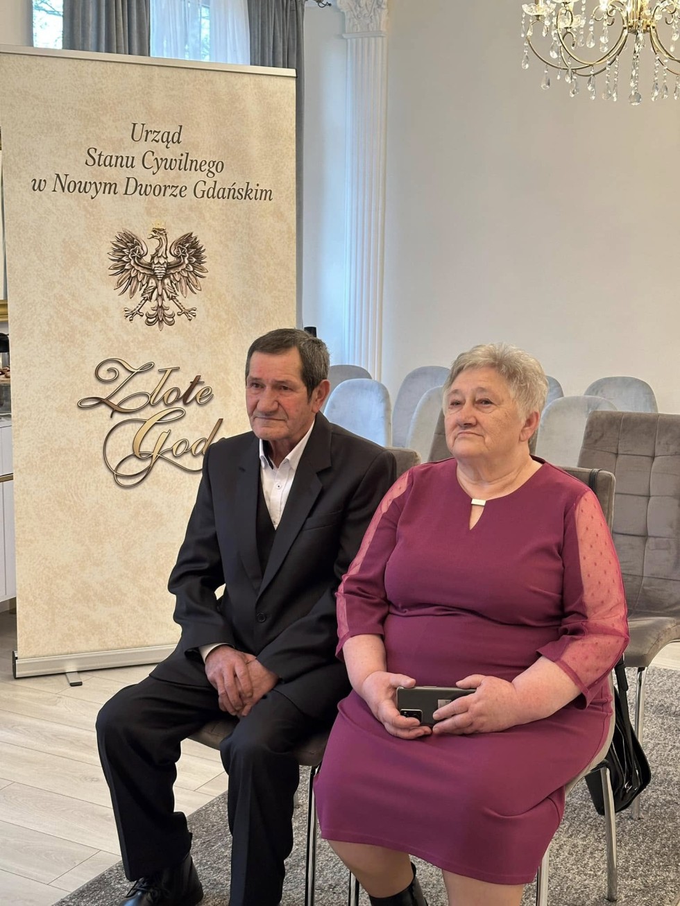 Nowy Dwór Gdański. Jubileusz 50-lecia pożycia małżeńskiego państwa Grażyny i Juliana Bierońskich.