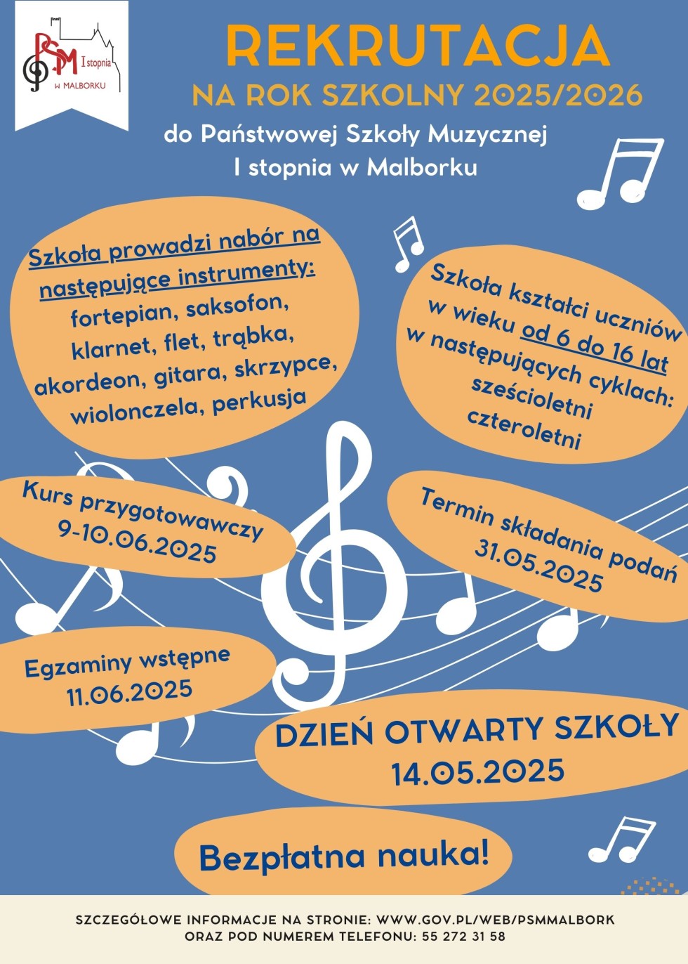 Ruszyła rekrutacja do Państwowej Szkoły Muzycznej w Malborku.