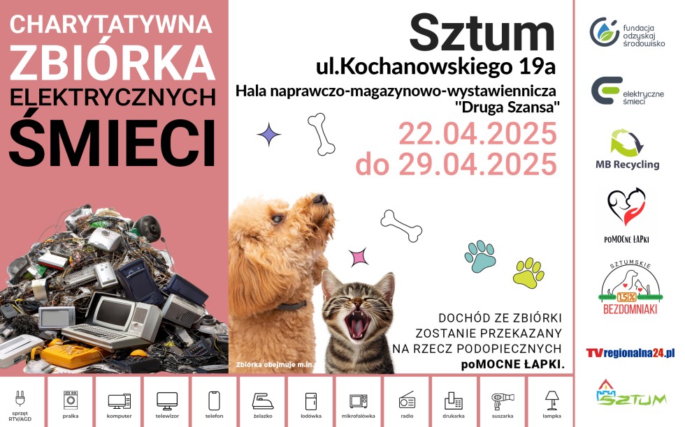 Zbiórka elektrośmieci dla zwierzaków – pomóż i pozbądź się niepotrzebnego sprzętu.