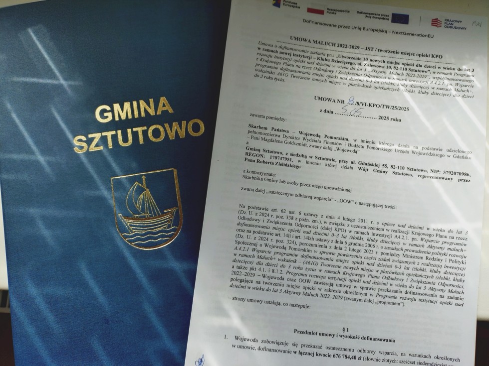 Sztutomisiaki coraz bliżej - Gmina Sztutowo podpisała umowę na utworzenie klubu dziecięcego.