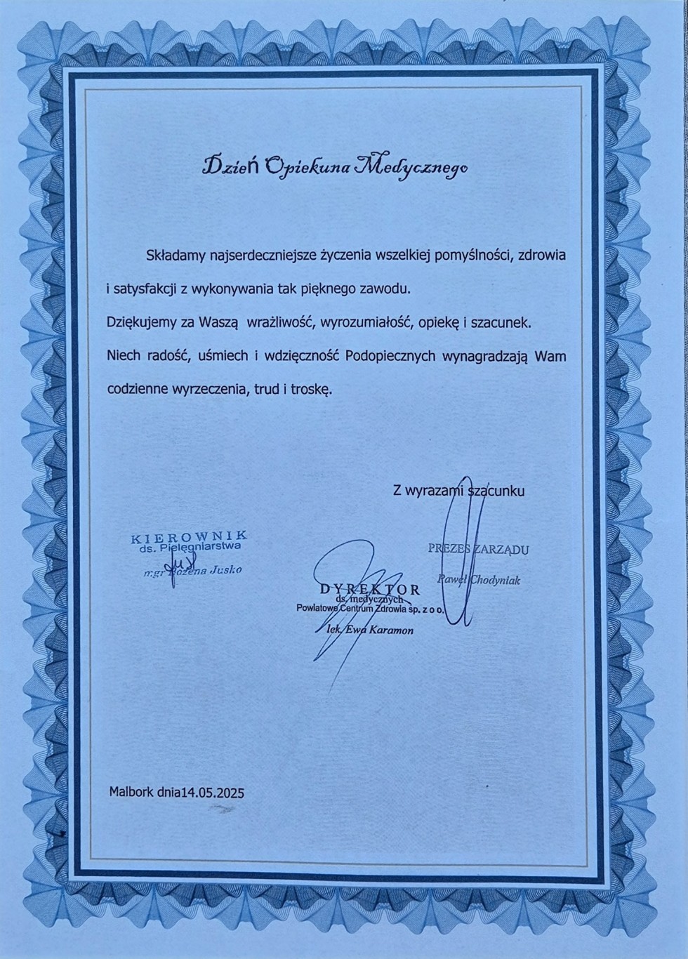 Święto Pielęgniarek i Opiekunów Medycznych w malborskim szpitalu.