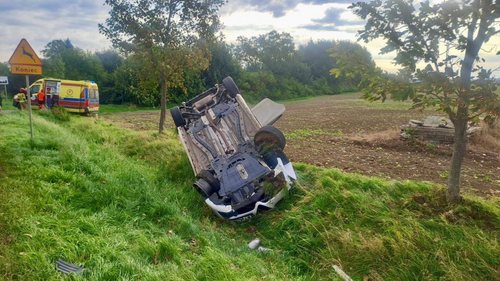 Zderzenie dwóch samochodów w Chlebówce na DK55. Jedna osoba trafiła do szpitala