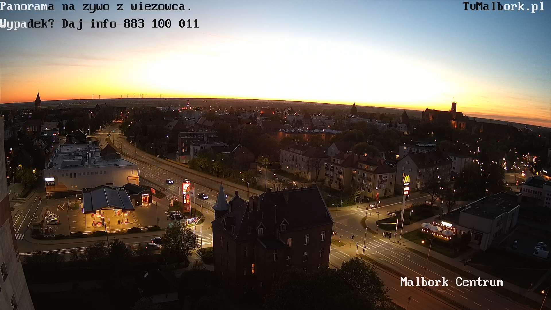 Malbork. Panorama na żywo z wieżowca. Kamery on-line 24/7 - TV Malbork