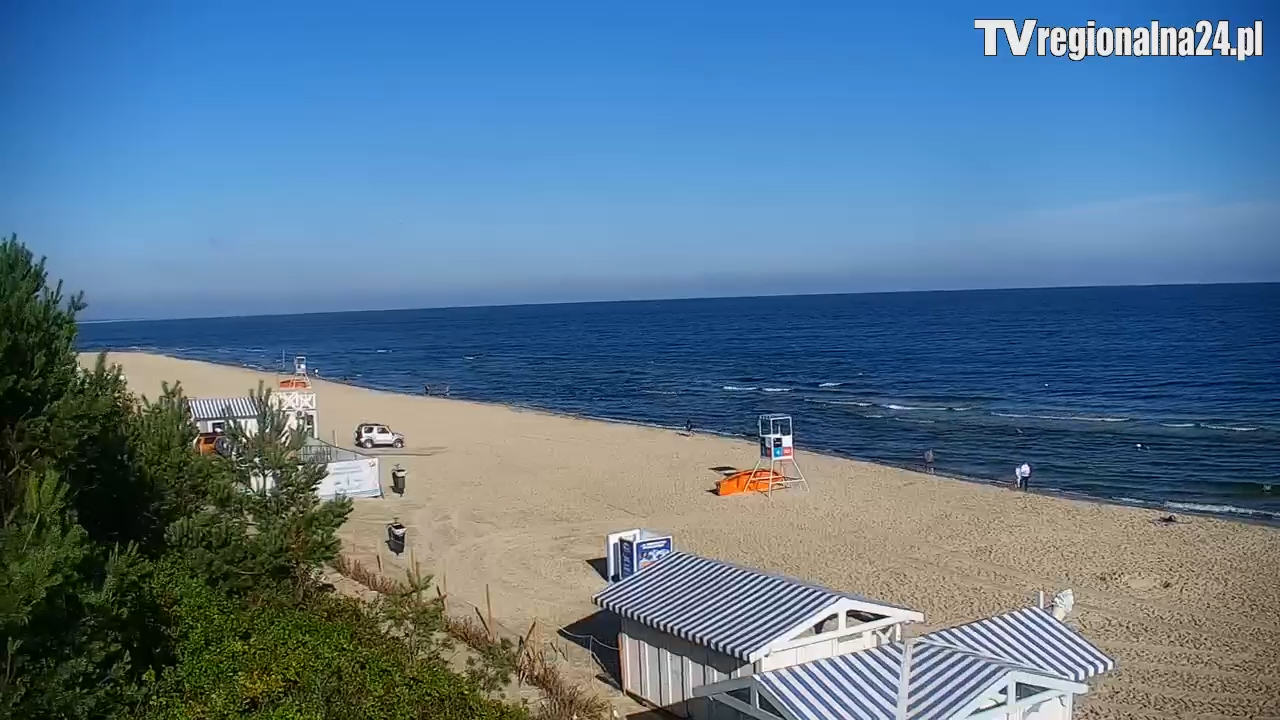 Krynica Morska plaża biała na żywo