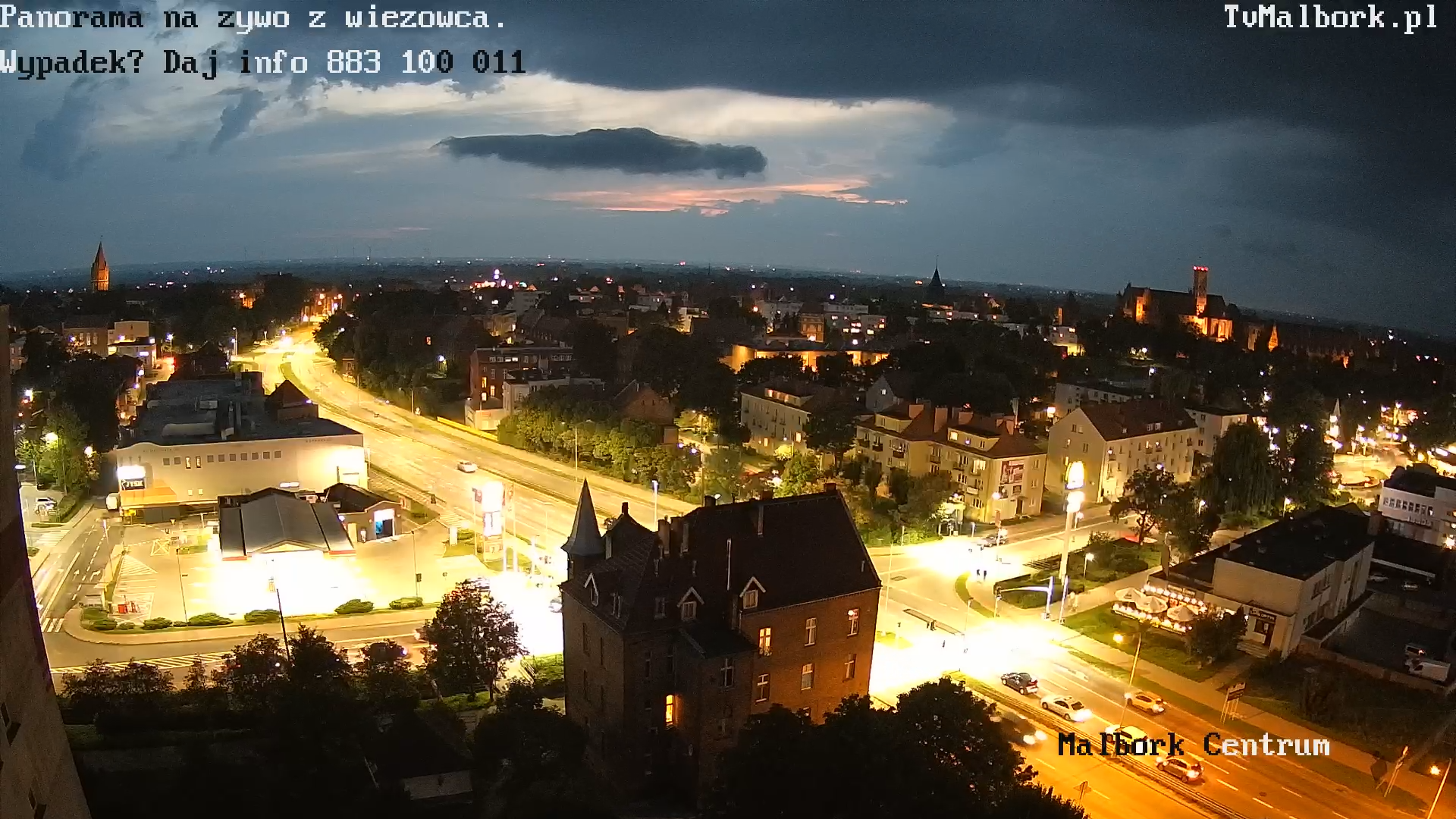 Malbork. Panorama na żywo z wieżowca. Kamery on-line 24/7 - TV Malbork