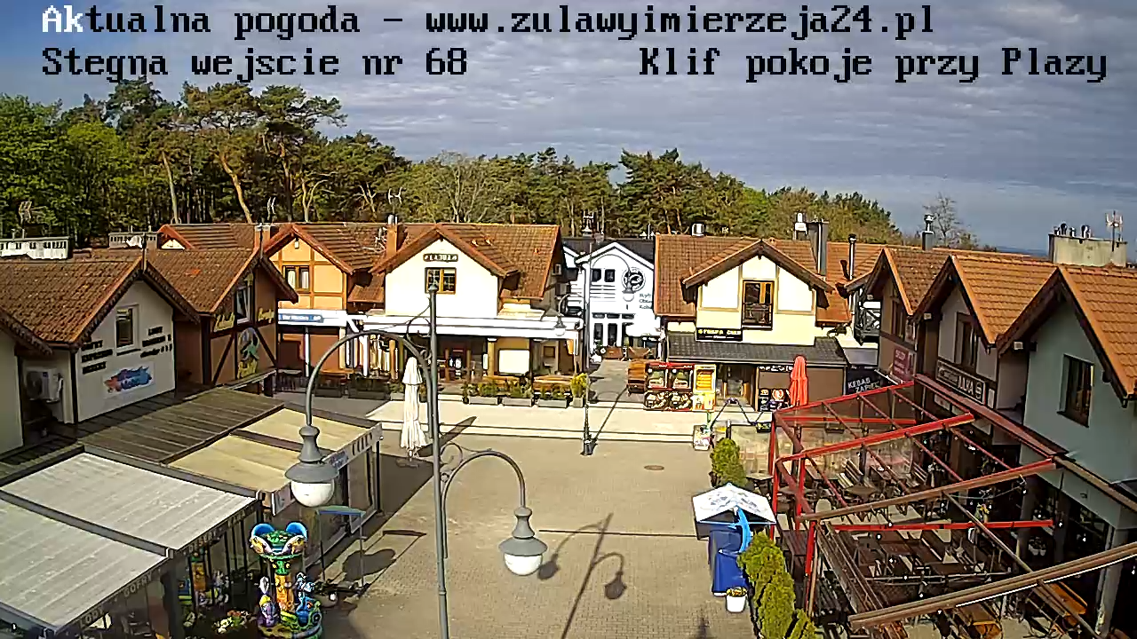 Stegna aktualna pogoda, widok na Centrum Usług Przyplażowych. Klif pokoje…
