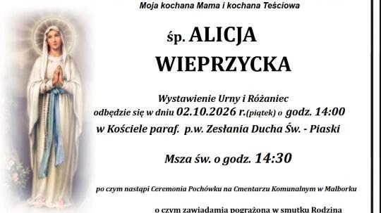 Zmarła Alina Wieprzycka. Miała 85 lat