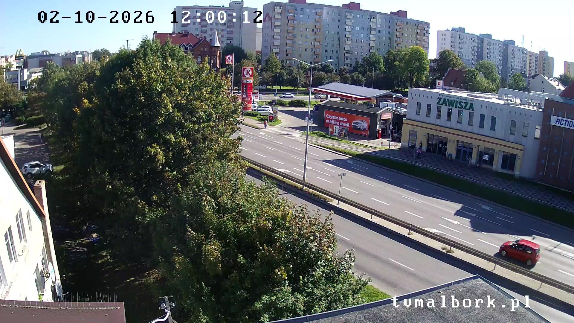 Podgląd: Malbork Al. Rodła / Mickiewicza - widok LIVE HD aktualna pogoda i ruch na DK 22. Kamery w Malborku.