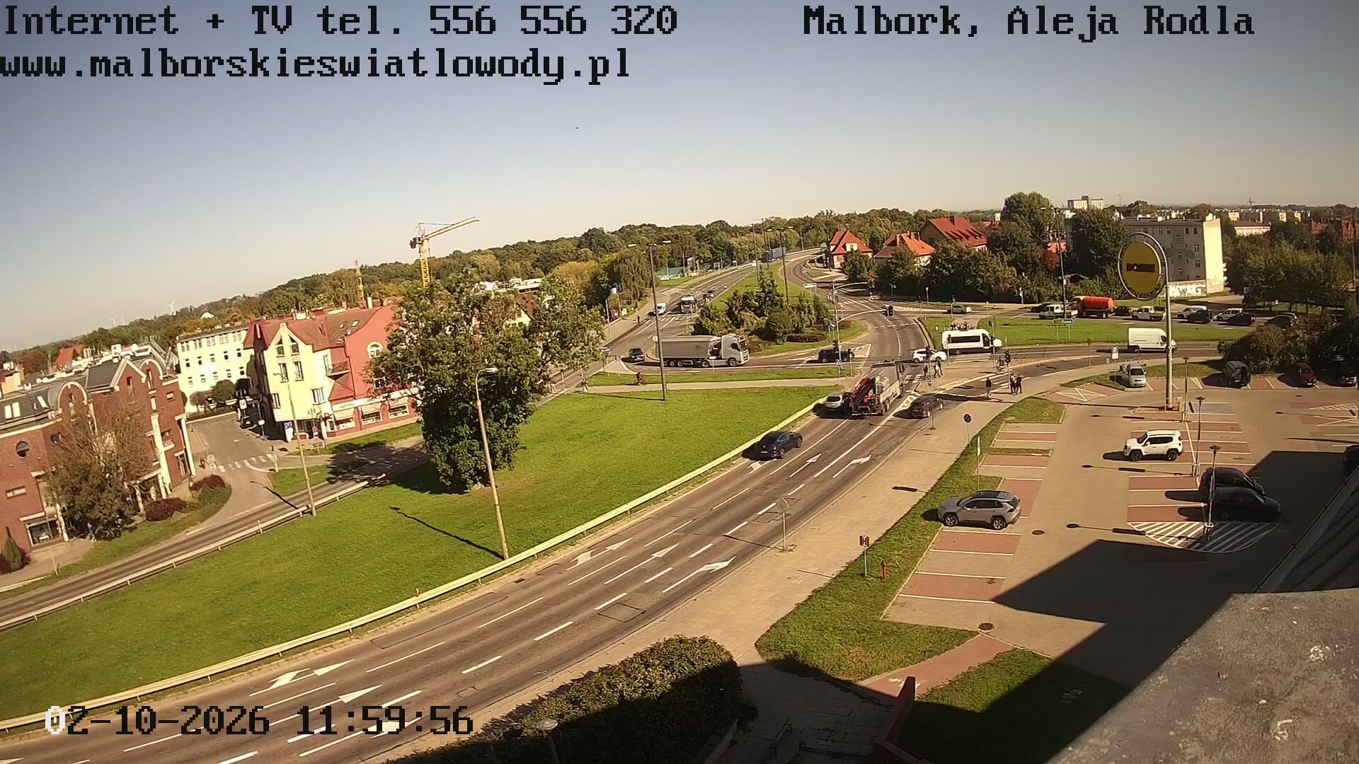 Podgląd: Rondo Lotników Polskich - Aleja Rodła - Aleja Wojska Polskiego. Malbork na żywo 24h