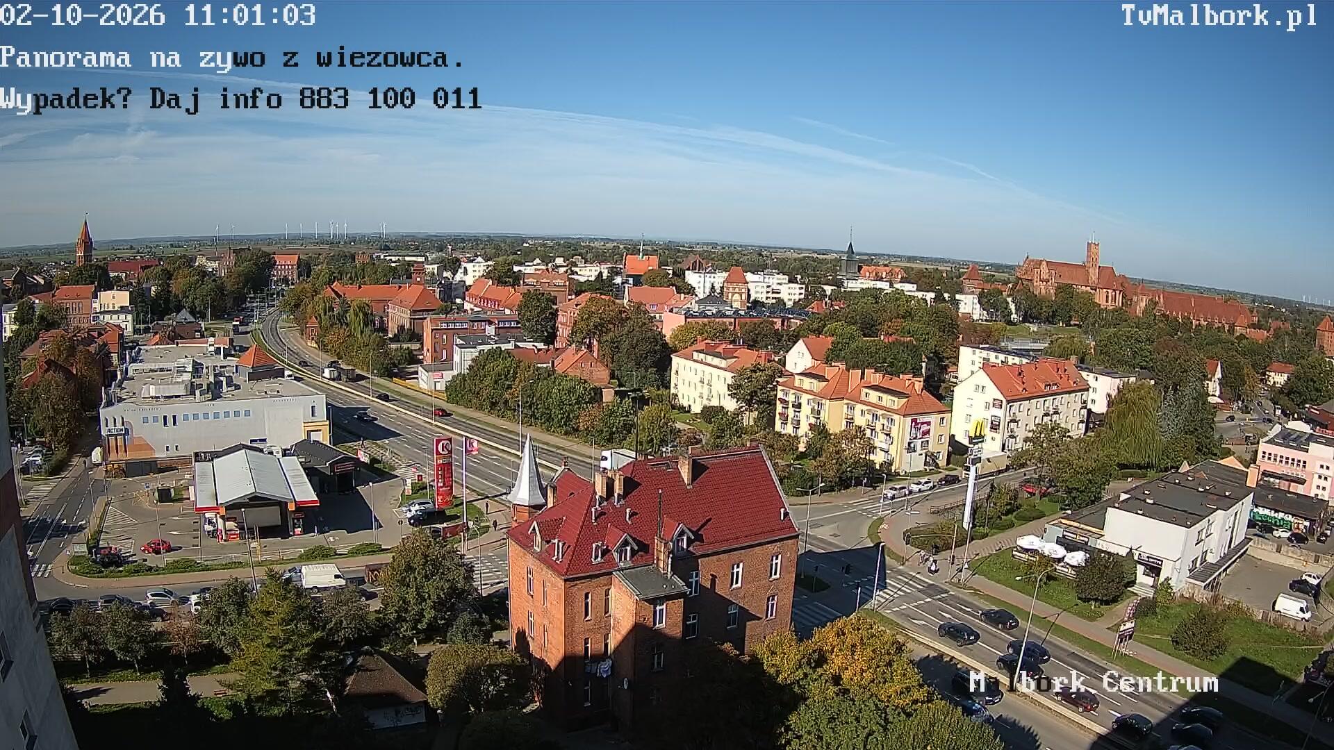 Podgląd: Malbork. Panorama na żywo z wieżowca. Kamery on-line 24/7 - TV Malbork